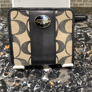 COACH Black and Tan Accent Wallet